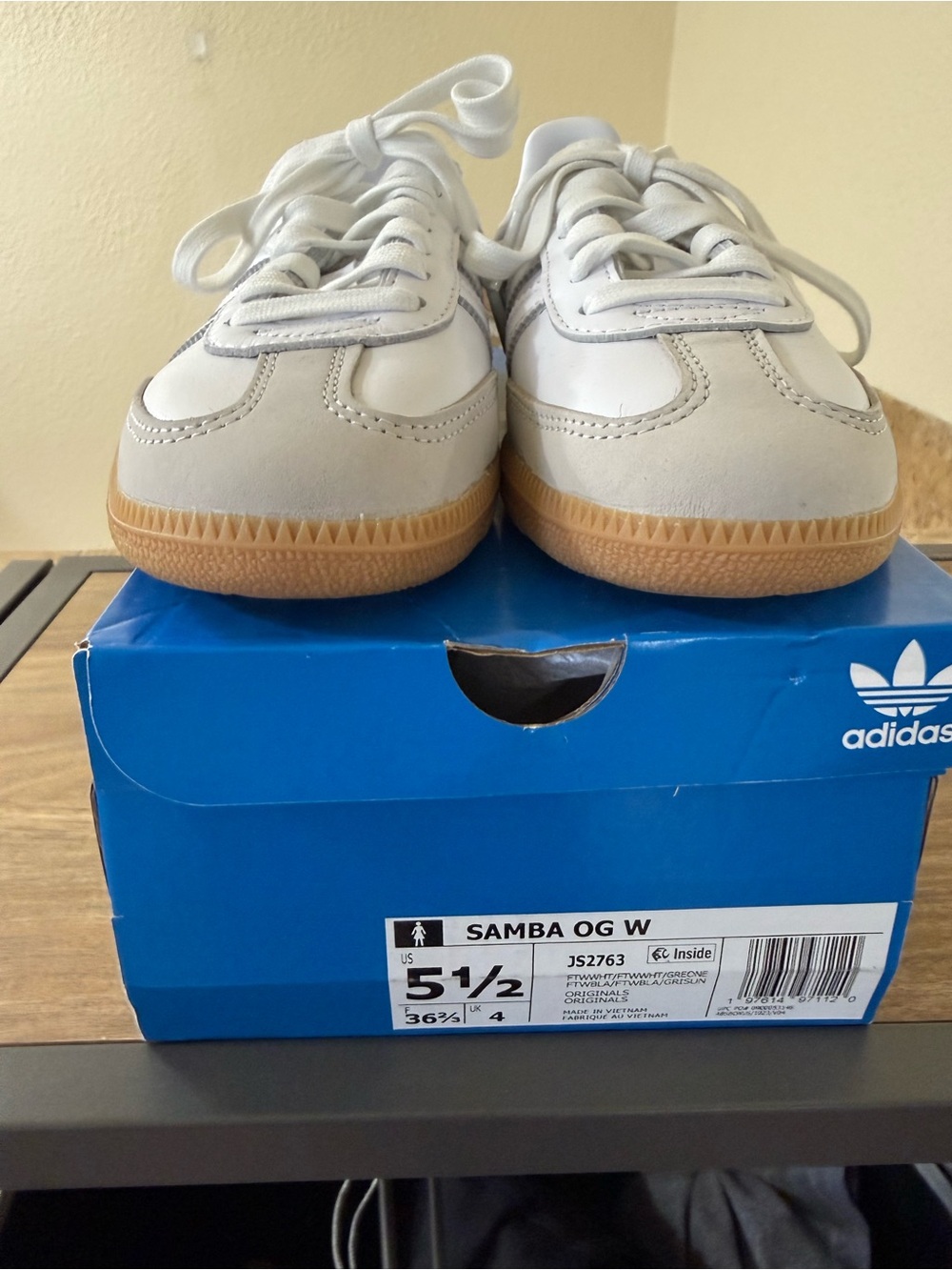 Adidas women’s Samba OG in White with Gum Sole